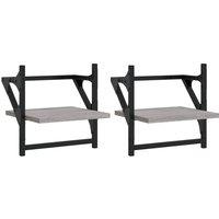 Berkfield Home Wall Shelves with Bars 2 pcs Grey Sonoma 30x25x30 cm | Size: 30 x 25 x 30 cm