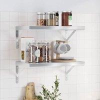 Berkfield Home Wall Shelves 2 pcs 50x30 cm Silver Stainless Steel
