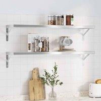 Berkfield Home Wall Shelves 2 pcs 100x23.5x3 cm Silver Stainless Steel