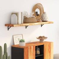 Berkfield Home Wall Shelf 120x20x2.5 cm Rectangular Solid Wood Acacia Live Edge in Brown