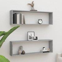 Berkfield Home Wall Cube Shelves 2 pcs Grey Sonoma 100x15x30 cm Engineered Wood | Size: 100 x 15 x 30 cm