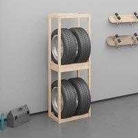 Berkfield Home Tire Rack 63x40x180 cm Solid Wood Pine in Light Tan | Size: 63 x 40 x 180 cm
