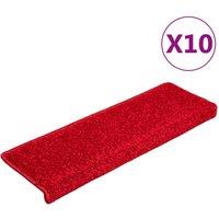 Berkfield Home Stair Mats 10 pcs 65x21x4 cm Red | Size: Medium