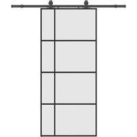 Berkfield Home Sliding Door with Hardware Set Black 90x205 cm ESG Glass