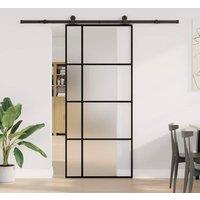 Berkfield Home Sliding Door with Hardware Set 90x205 cm ESG Glass&Aluminium in Black