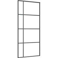 Berkfield Home Sliding Door Frosted ESG Glass & Aluminium 90x205 cm Black