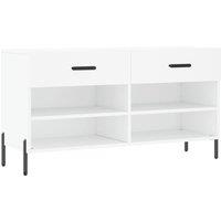Berkfield Home Shoe Bench White 102x35x55 cm Engineered Wood | Size: 102 x 35 x 55 cm