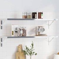 Berkfield Home Shelf Brackets 4 pcs 30x2.5x15.5 cm Silver Stainless Steel