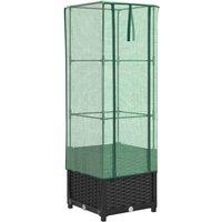 Berkfield Home Raised Bed with Greenhouse Cover Rattan Look 40x40x139 cm in Black | Size: 40 x 40 x 139 cm