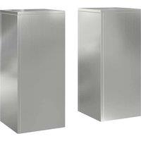 Berkfield Home Outdoor Plant Stands Pillar 2 pcs 24x24x55 cm Galvanised Steel in Grey | Size: 24 x 24 x 55 cm