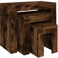 Berkfield Home Nesting Coffee Tables 3 pcs Smoked Oak Engineered Wood in Brown