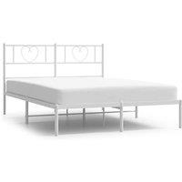 Berkfield Home Metal Bed Frame with Headboard White 140x200 cm