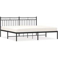 Berkfield Home Metal Bed Frame with Headboard Black 180x200 cm Super King