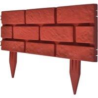 Berkfield Home Lawn Divider with Brick Design 11 pcs in Red