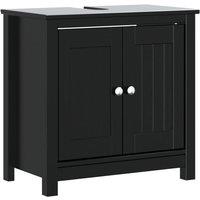 Berkfield Home Beautiful 2 Piece Bathroom Furniture Set BERG Black Solid Wood Pine
