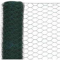 Berkfield Home Sturdy Chicken Wire Fence Steel with PVC Coating 25x1.5 m Green