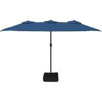 Berkfield Home Elegant Double-Head Parasol Azure Blue 449x245 cm