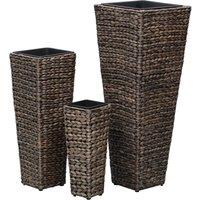 Berkfield Home Garden Raised Beds 3 pcs Water Hyacinth Dark Brown