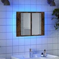 Berkfield Home LED Mirror Cabinet Smoked Oak 60x12x45 cm Engineered Wood in Brown | Size: 60 x 12 x 45 cm