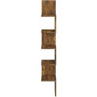 Berkfield Home Wall Corner Shelf Smoked Oak 20x20x127.5 cm Engineered Wood in Brown
