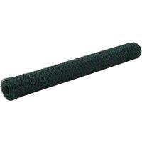 Berkfield Home Chicken Wire Fence Steel with PVC Coating 25x1.2 m Green