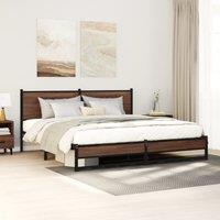 Berkfield Home Metal Bed Frame without Mattress Brown Oak 160x200 cm