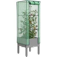 Berkfield Home Raised Bed with Greenhouse Cover Rattan Look 40x40x140 cm in Black | Size: 40 x 40 x 140 cm