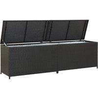 Berkfield Home Garden Storage Box Poly Rattan 200x50x60 cm Black | Size: 200 x 50 x 60 cm
