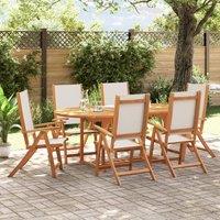 Berkfield Home 7 Piece Garden Dining Set Solid Wood Acacia & Textilene in Brown