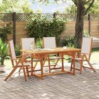 Berkfield Home 5 Piece Garden Dining Set Solid Wood Acacia & Textilene in Brown