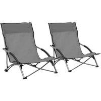 Berkfield Home Folding Beach Chairs 2 pcs Grey Fabric