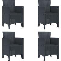 Berkfield Home Garden Chair Set of 4 Anthracite Poly Rattan Medium Lightweight