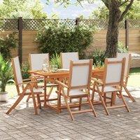 Berkfield Home 7 Piece Garden Dining Set Solid Wood Acacia & Textilene in Brown