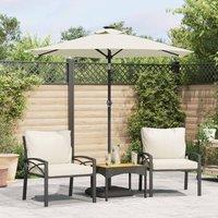 Berkfield Home Garden Parasol with LEDs & Steel Pole White 225x225x212cm | Size: 225 x 225 x 212 cm