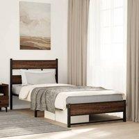 Berkfield Home Metal Bed Frame without Mattress Brown Oak 90x190 cm Single