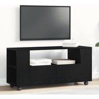 Berkfield Home TV Cabinet with Wheels Black Oak 102x34.5x43 cm Engineered Wood