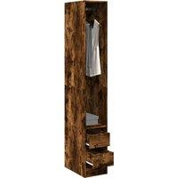 Berkfield Home Wardrobe Smoked Oak 30x50x200 cm Engineered Wood in Brown | Size: 30 x 50 x 200 cm