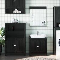 Berkfield Home 3 Piece Bathroom Furniture Set BERG Black Solid Wood Pine