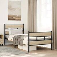 Berkfield Home Metal Bed Frame without Mattress Sonoma Oak 90x190 cm Single in Brown