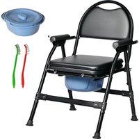 Levede Folding Adjustable Metal Commode Toilet Chair for Disabled in Black