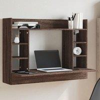 Berkfield Home Wall-Mounted Desk Brown Oak 105x48x75 cm Engineered Wood | Size: 105 x 48 x 75 cm