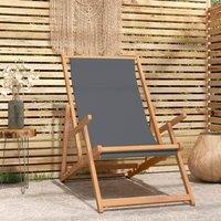 Berkfield Home Folding Beach Chair Solid Wood Teak Grey