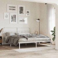 Berkfield Home Metal Bed Frame without Mattress with Headboard White 160x200cm | Size: 160x200 cm
