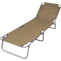 Berkfield Home Foldable Sunlounger with Adjustable Backrest Taupe in Beige