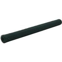 Berkfield Home Chicken Wire Fence Steel with PVC Coating 25x1.5 m Green
