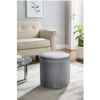 Living and Home Grey Maegan Velvet Round Storage Footstool