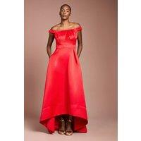 Coast Women's Bardot Fit & Flare Hi Low Hem Maxi Dress in Flame Red | Size: 8