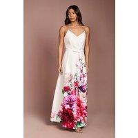 Coast Women's Wired Bandeau Border Print Maxi Dress in Ivory | Size: 12