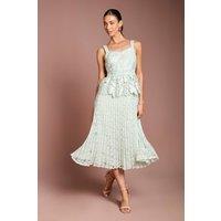 Coast Women's Lace Peplum Detail Pleated Midi Dress in Sage | Size: 8