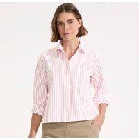 Lands' End Women's Oxford Cropped Shirt with Step Hem in Pale Pink | Size: 10-12